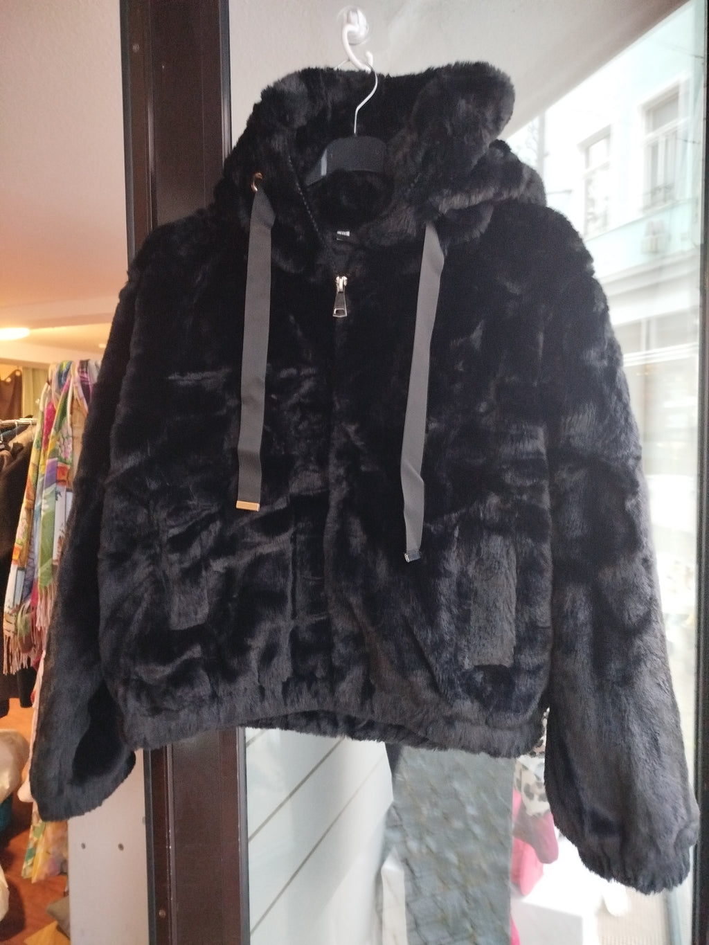 Faux Pelz Fell Jacke Kapuzenjacke kurz onesize