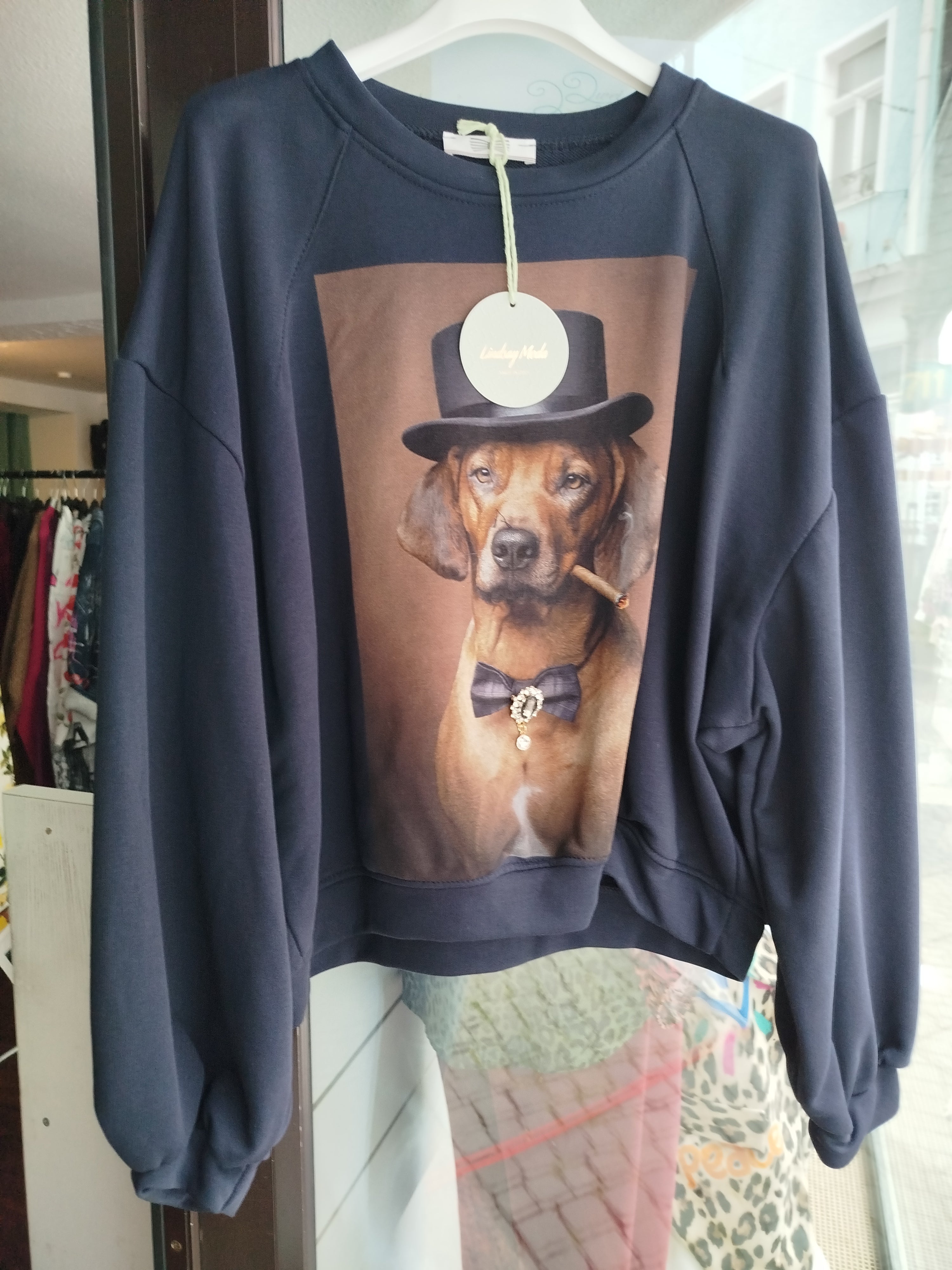 Sweatshirt kurze Form mit Dackel onesize (36-42)