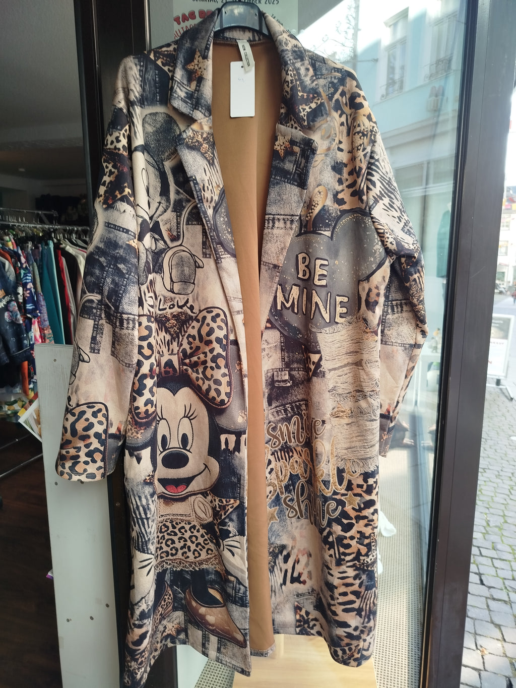 Mantel Long Jacket Micky Maus Minnie Maus Leopardenmuster onesize