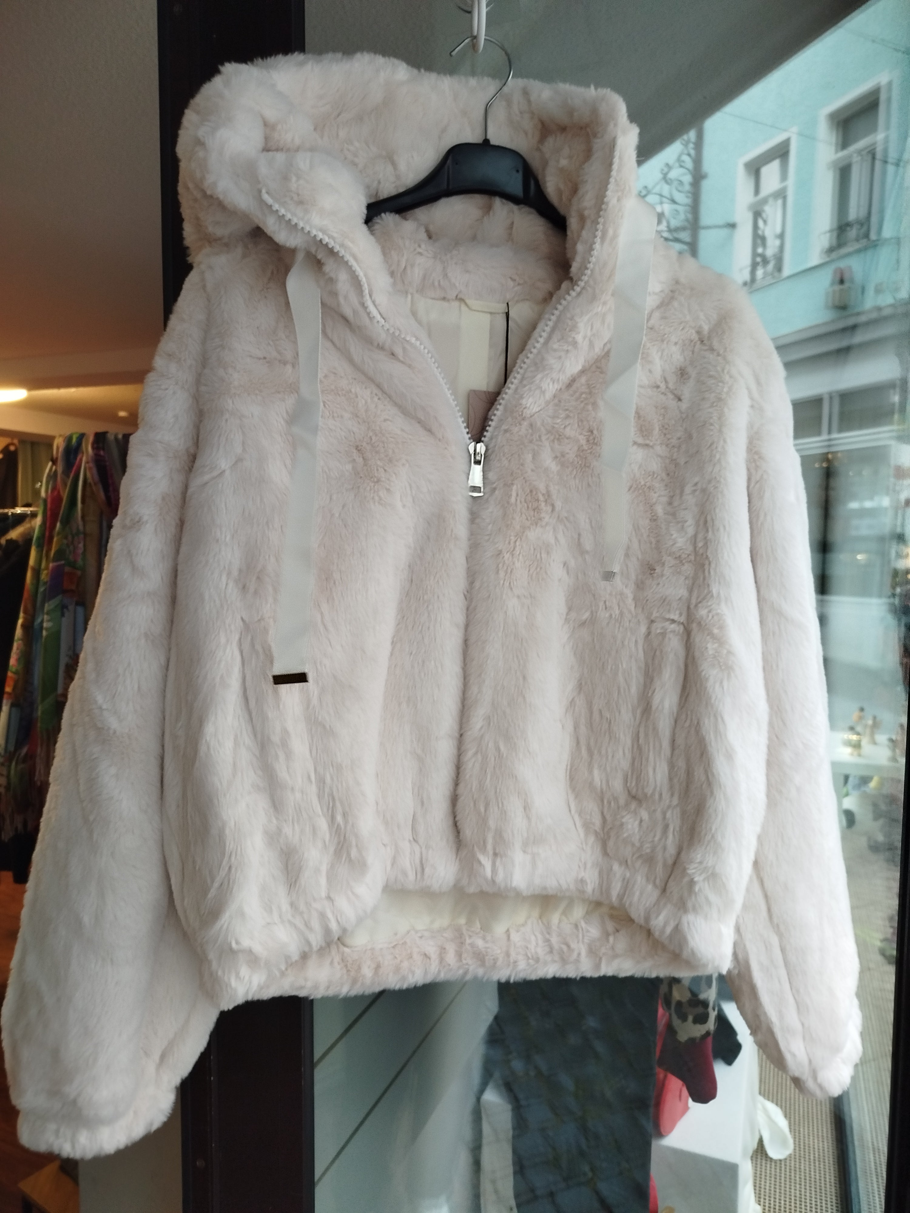 Faux Pelz Fell Jacke Kapuzenjacke kurz onesize