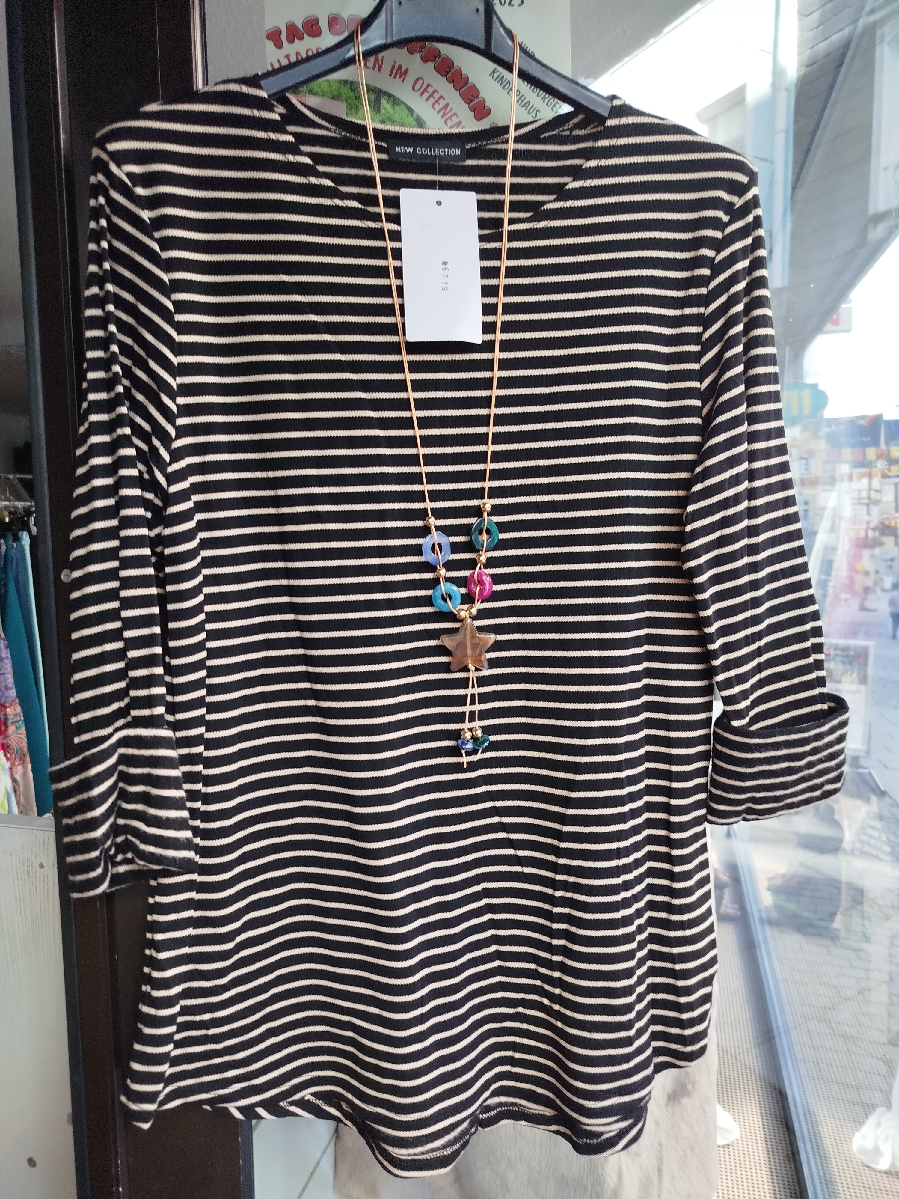 Sweatshirt gestreift mit langer kette onesize