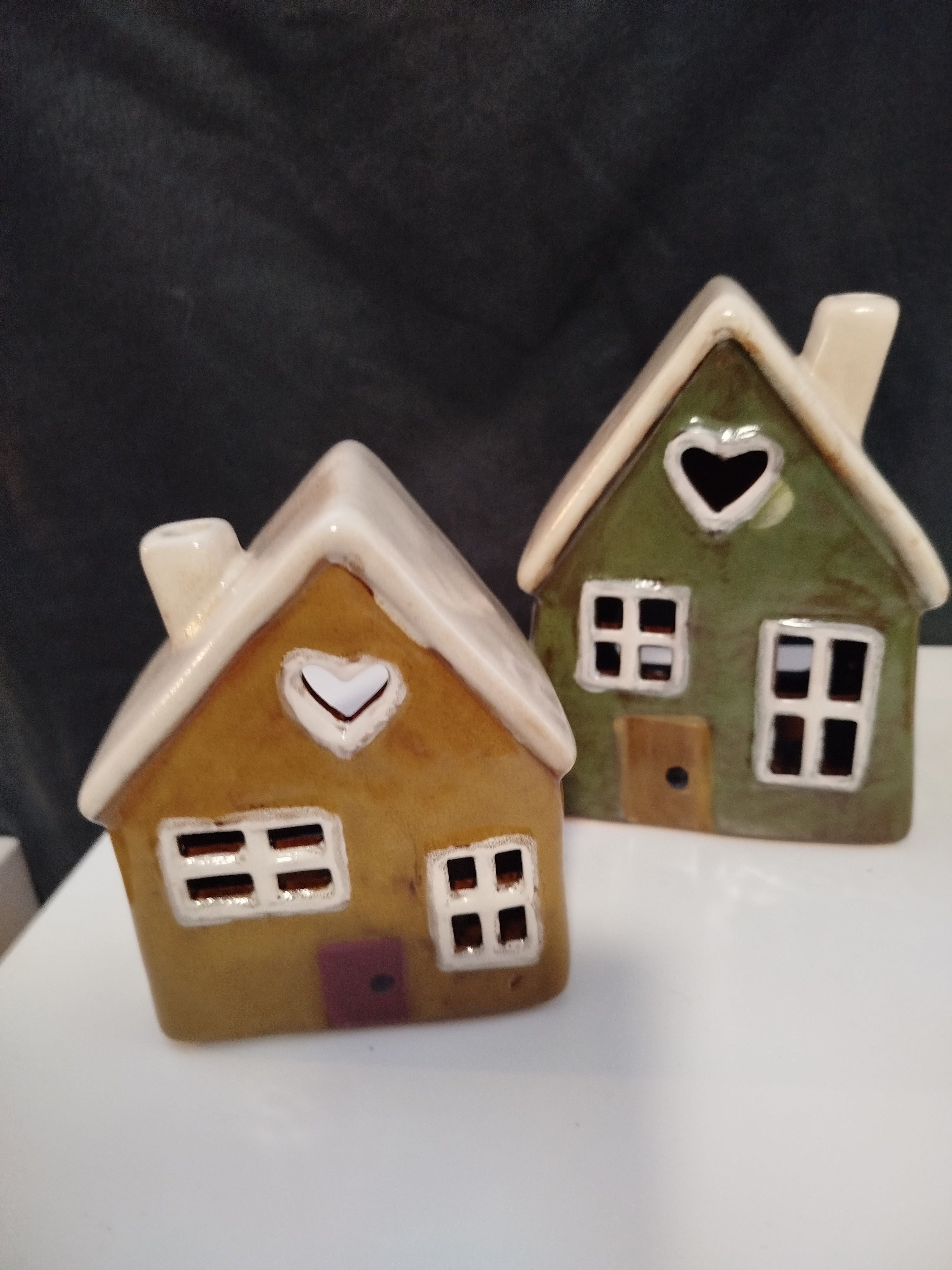 Windlicht Keramik Haus verschiedene Farben und Größen (klein)
