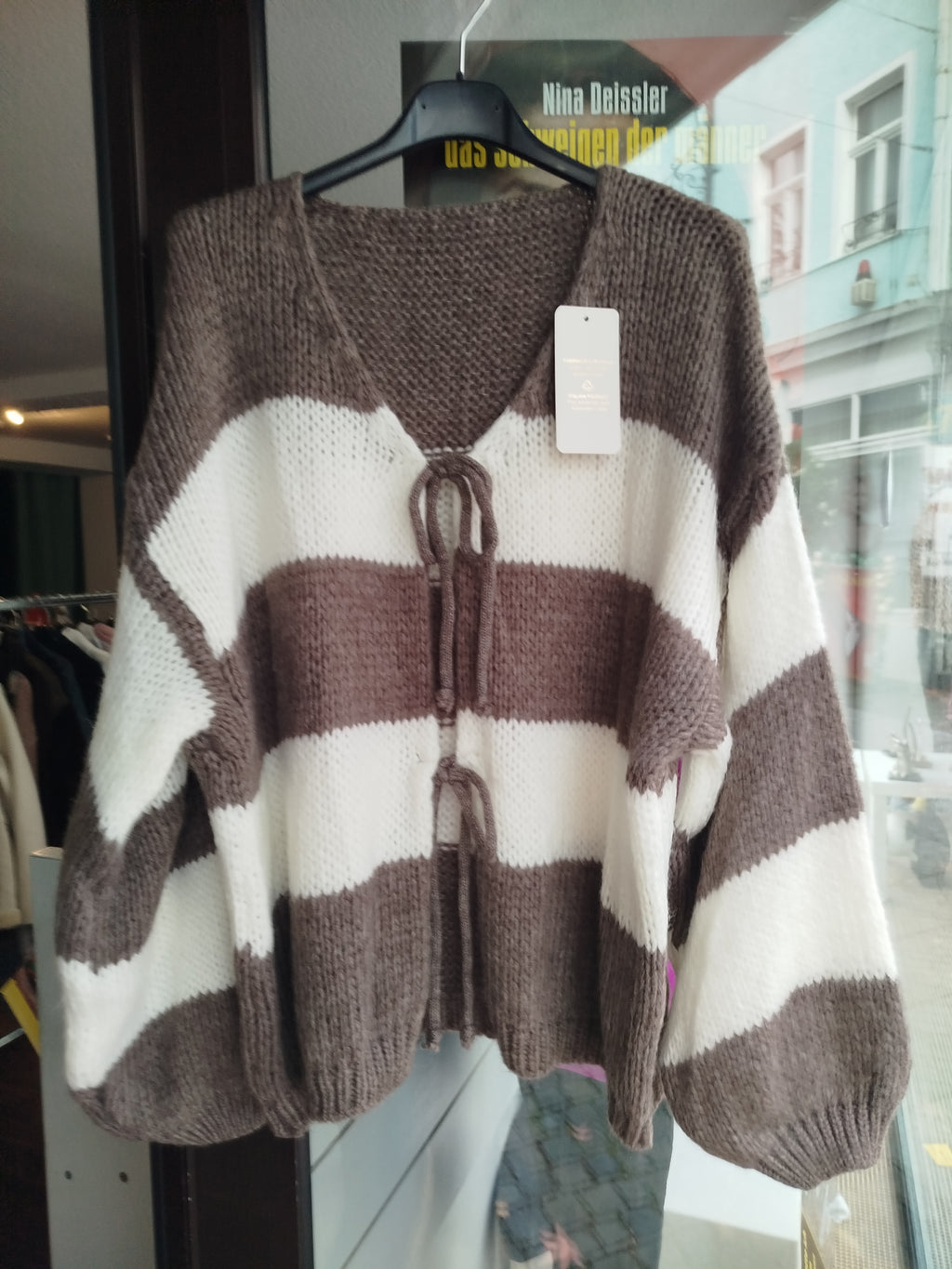 Strickjacke zum binden gestreift onesize