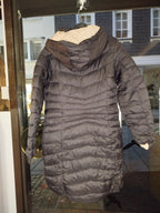 Daunenjacke lang Wendejacke mit Kapuze außen schwarz innen beige