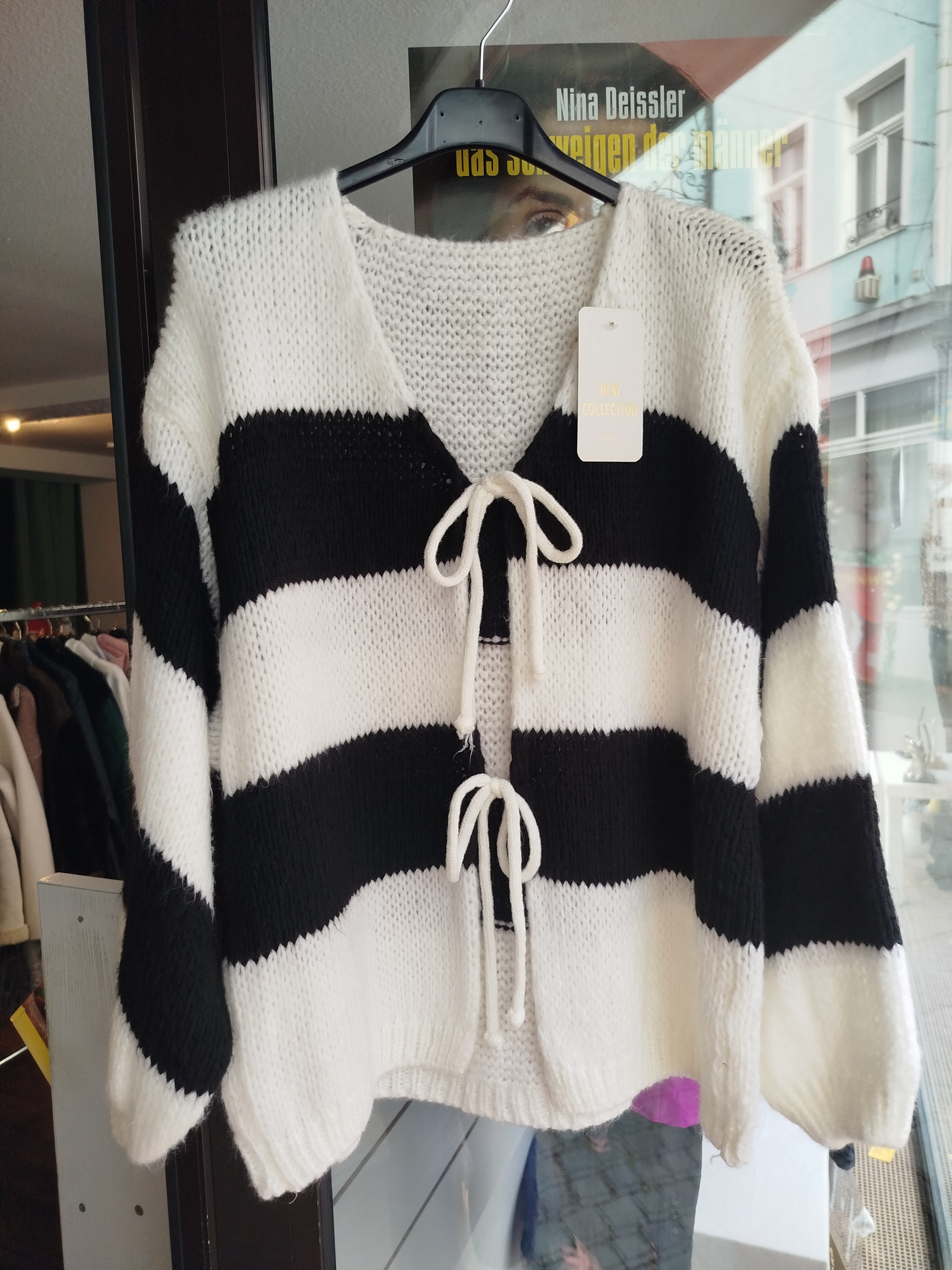 Strickjacke zum binden gestreift onesize