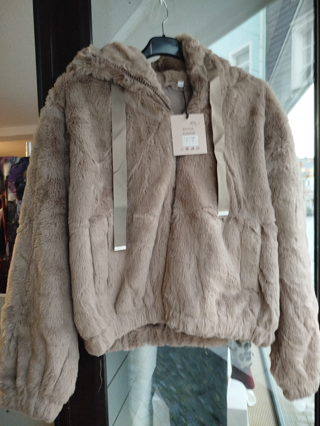 Faux Pelz Fell Jacke Kapuzenjacke kurz onesize