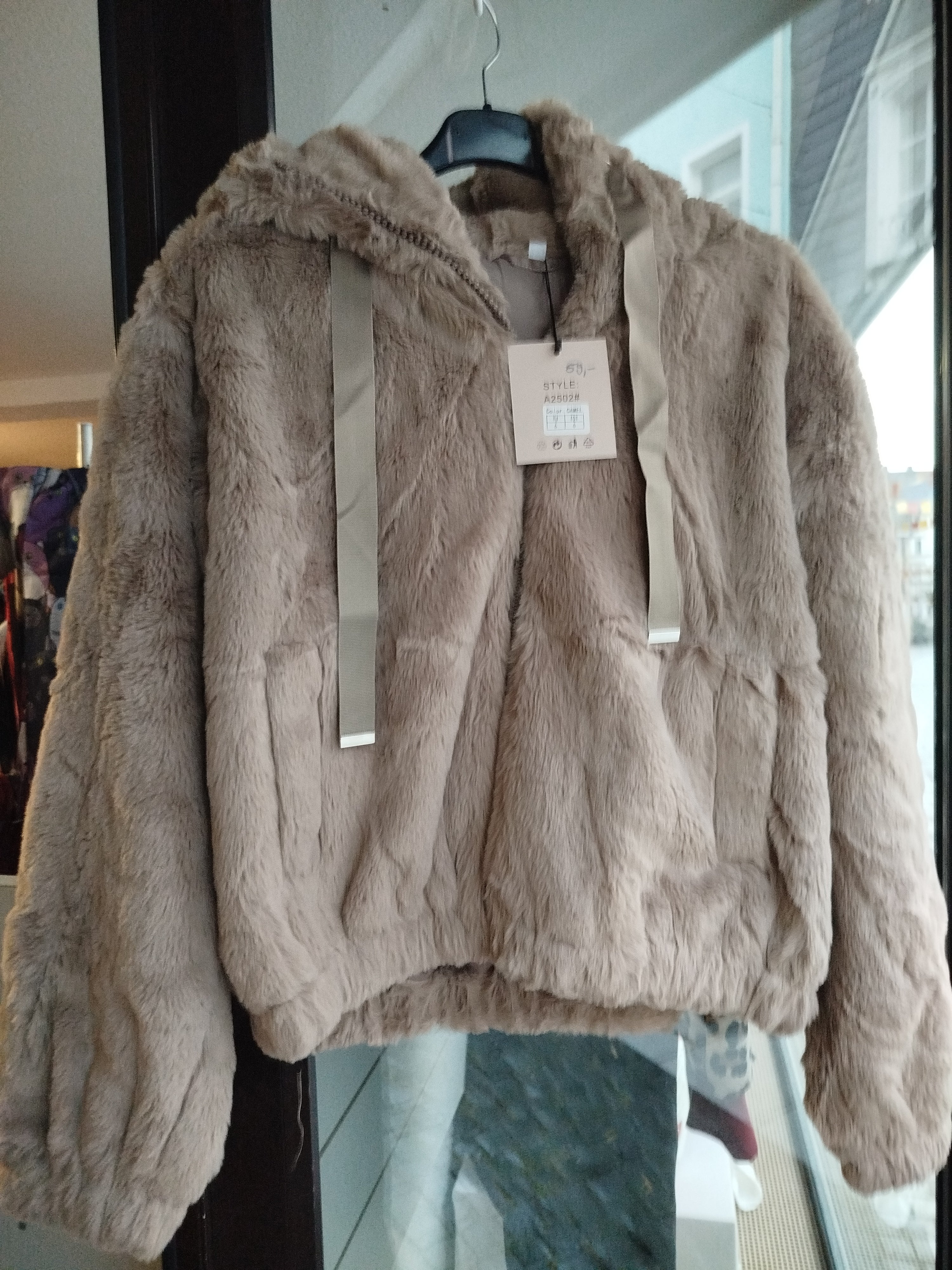 Faux Pelz Fell Jacke Kapuzenjacke kurz onesize