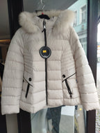 Daunenjacke mit Faux Fellkragen und Kapuze Gr. L