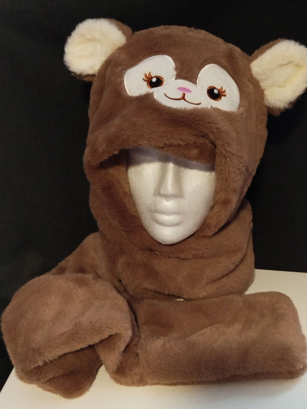 3in1 Mütze, Schal und Handschuhe onesize für Erwachsene weicher Plüschstoff