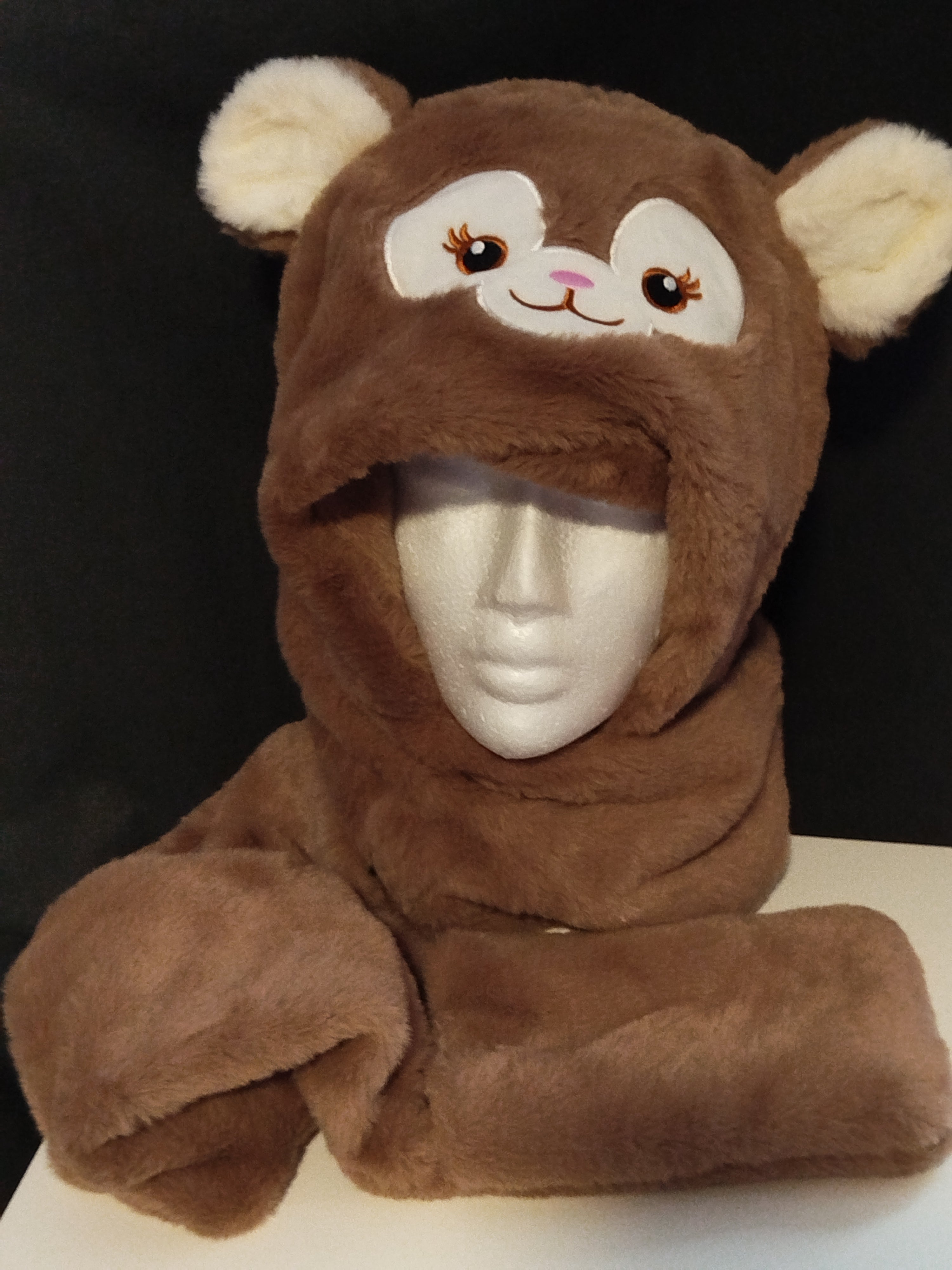 3in1 Mütze, Schal und Handschuhe onesize für Erwachsene weicher Plüschstoff