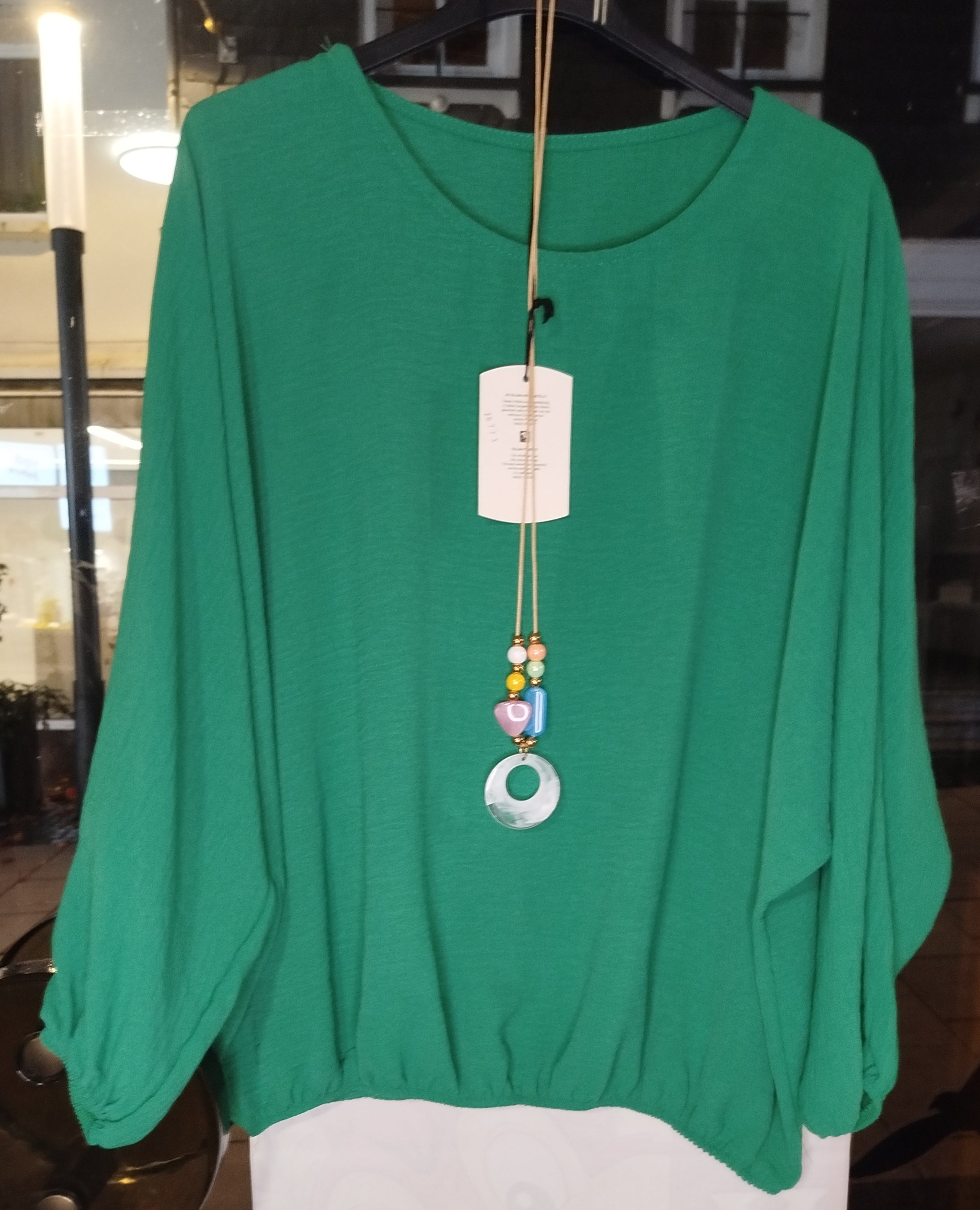 oversized Bluse mit Gummibündchen grün onesize (36-42)