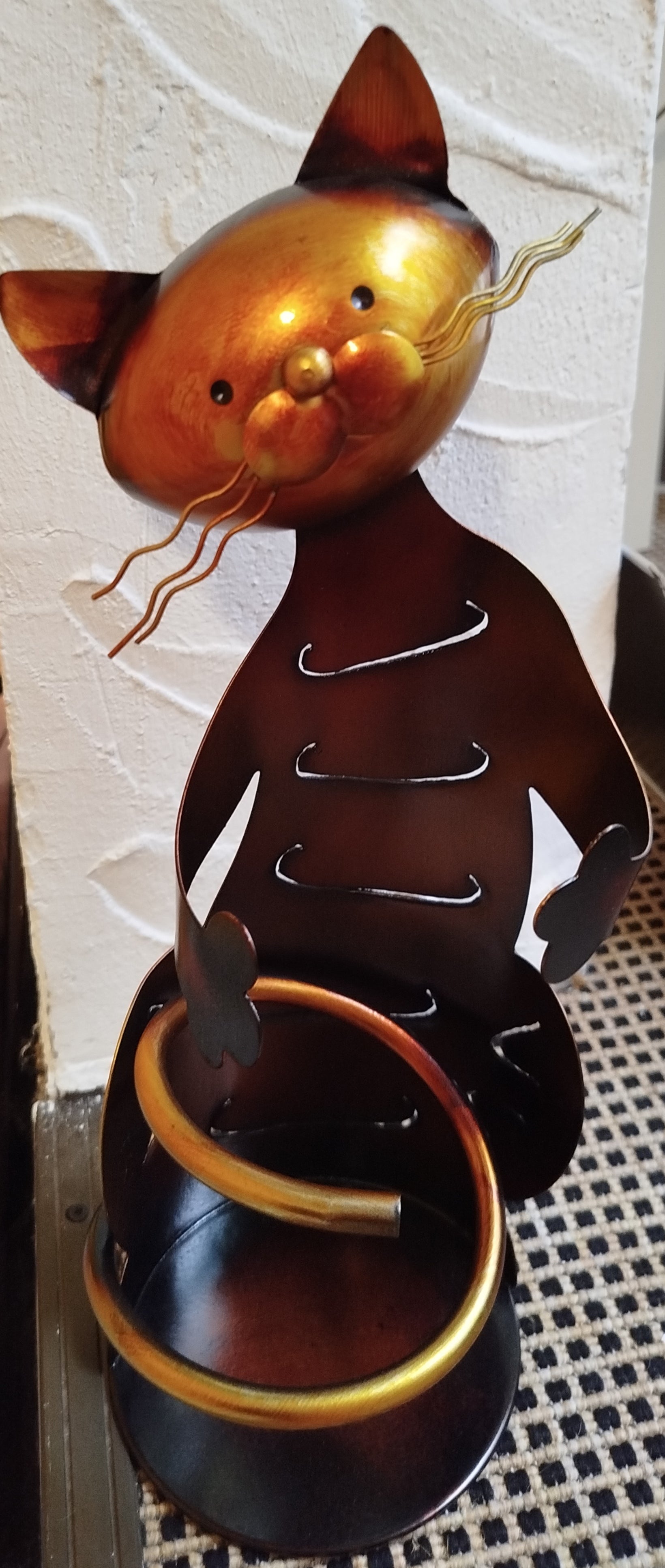 Flaschenhalter Metall Katze