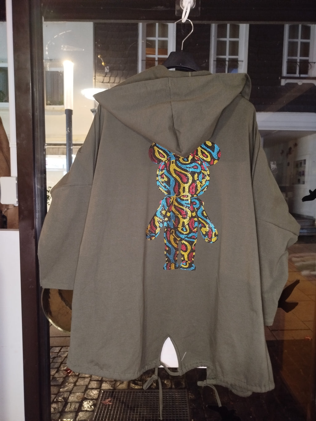 Sweatjacke große Größen oversized (42-48) vorne offen hinten bedruckt