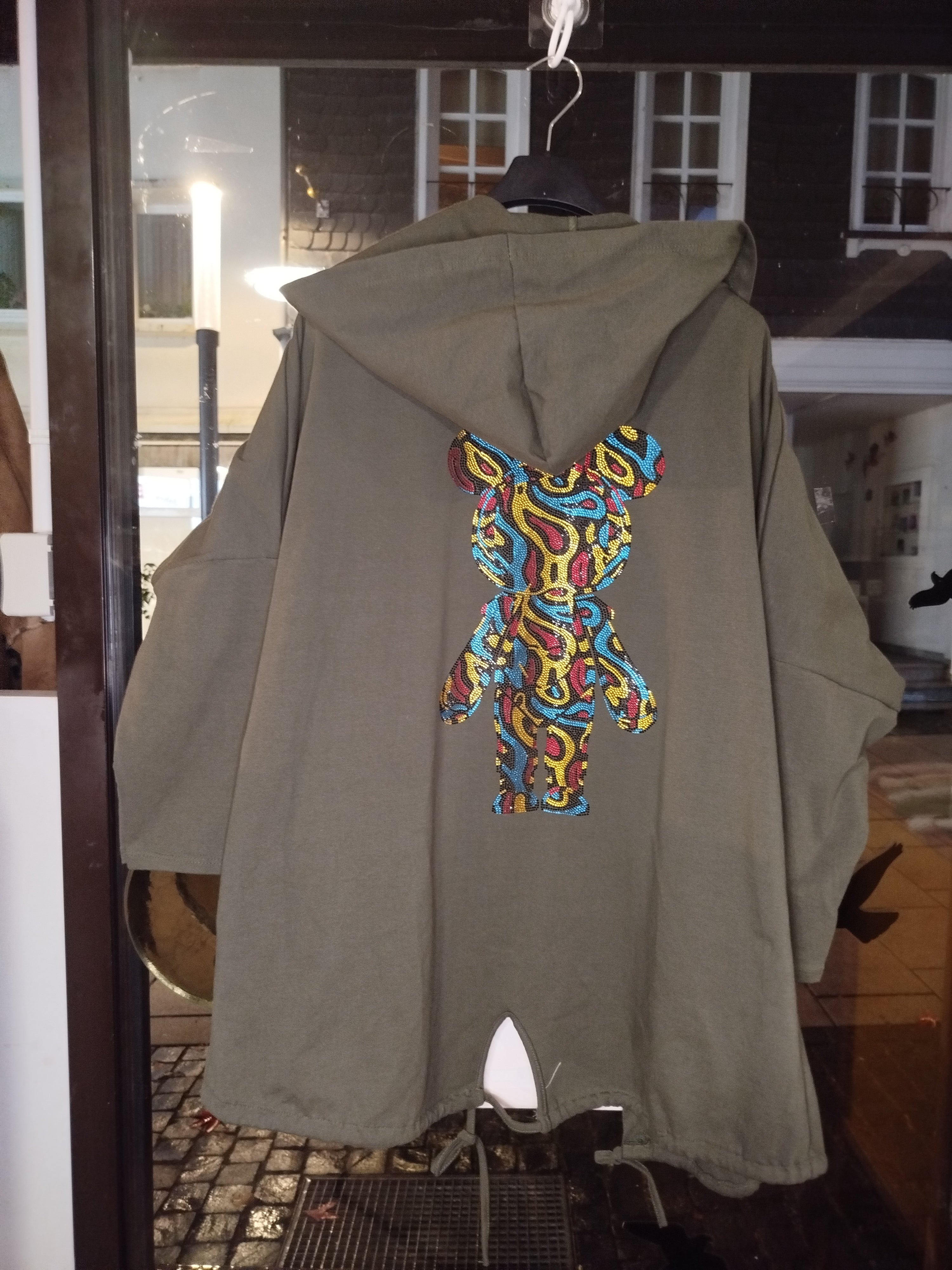 Sweatjacke große Größen oversized (42-48) vorne offen hinten bedruckt