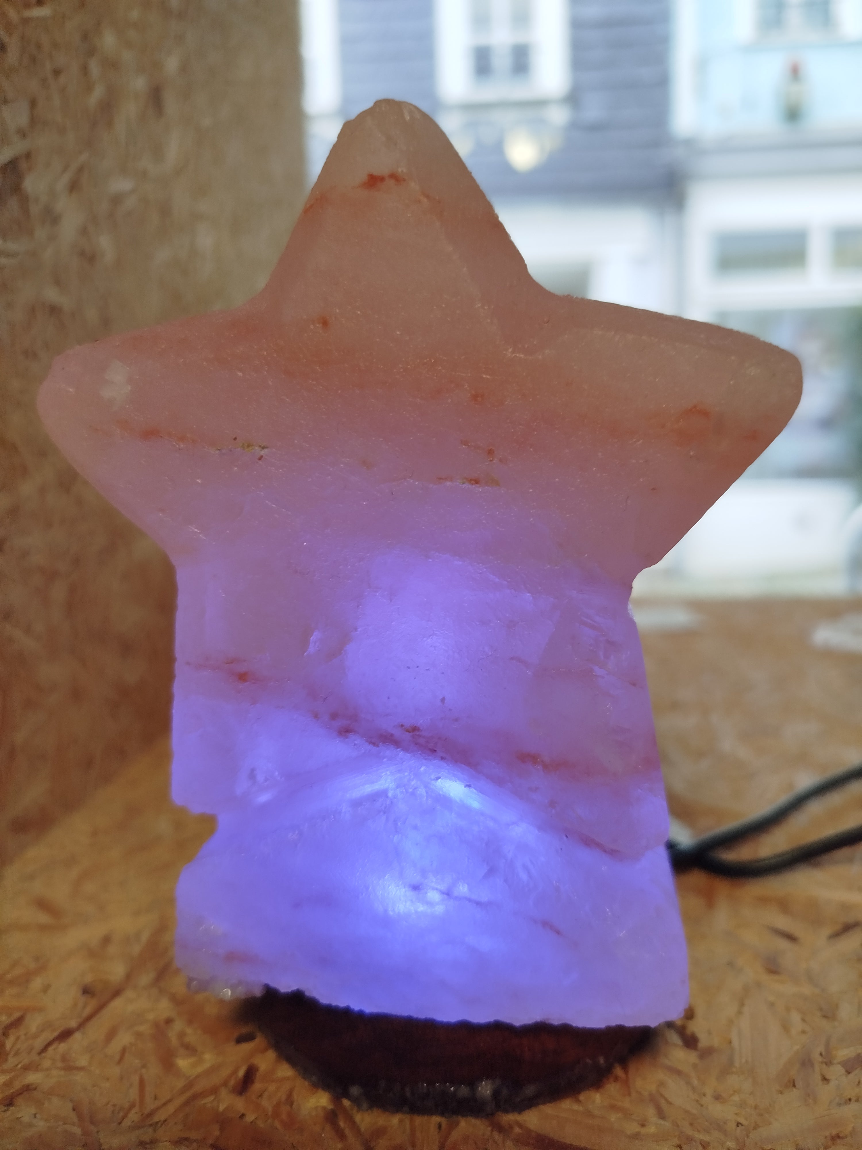 Salzkristall Lampe Stern mit LED Farbwechsel USB betrieben